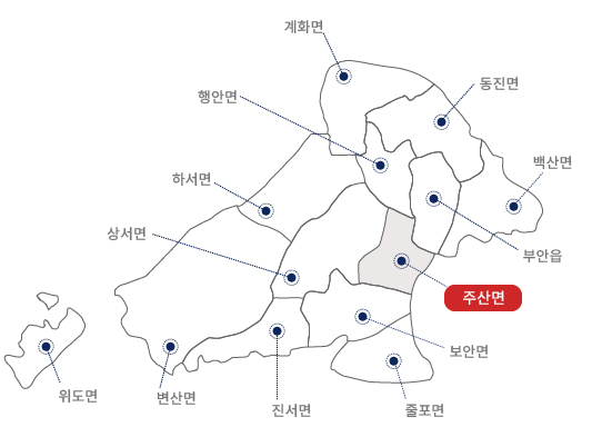 주산면 지도